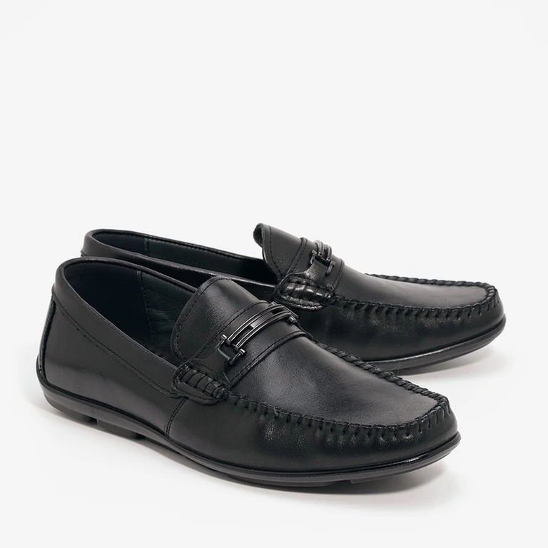 נעלי מוקסין לגברים  1856510 קומפורט שחור