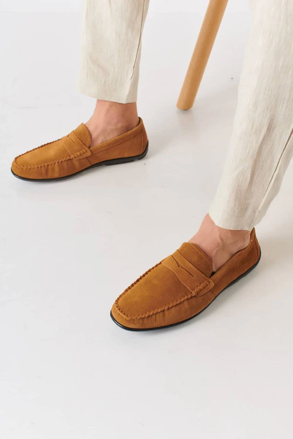 נעלי מוקסין לגברים מידה גדולה 185651S טבק