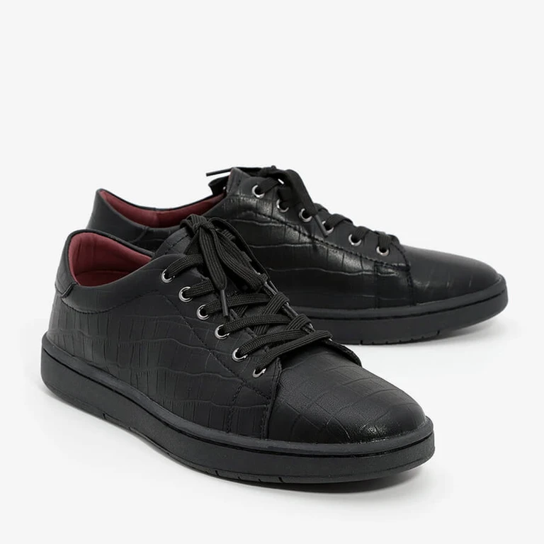 סניקרס לגברים עור קרוקו 6805 מידה 47 שחור