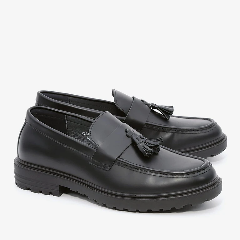 נעלי מוקסין לגברים טרקטור אדריאנו פפיון 232323 שחור